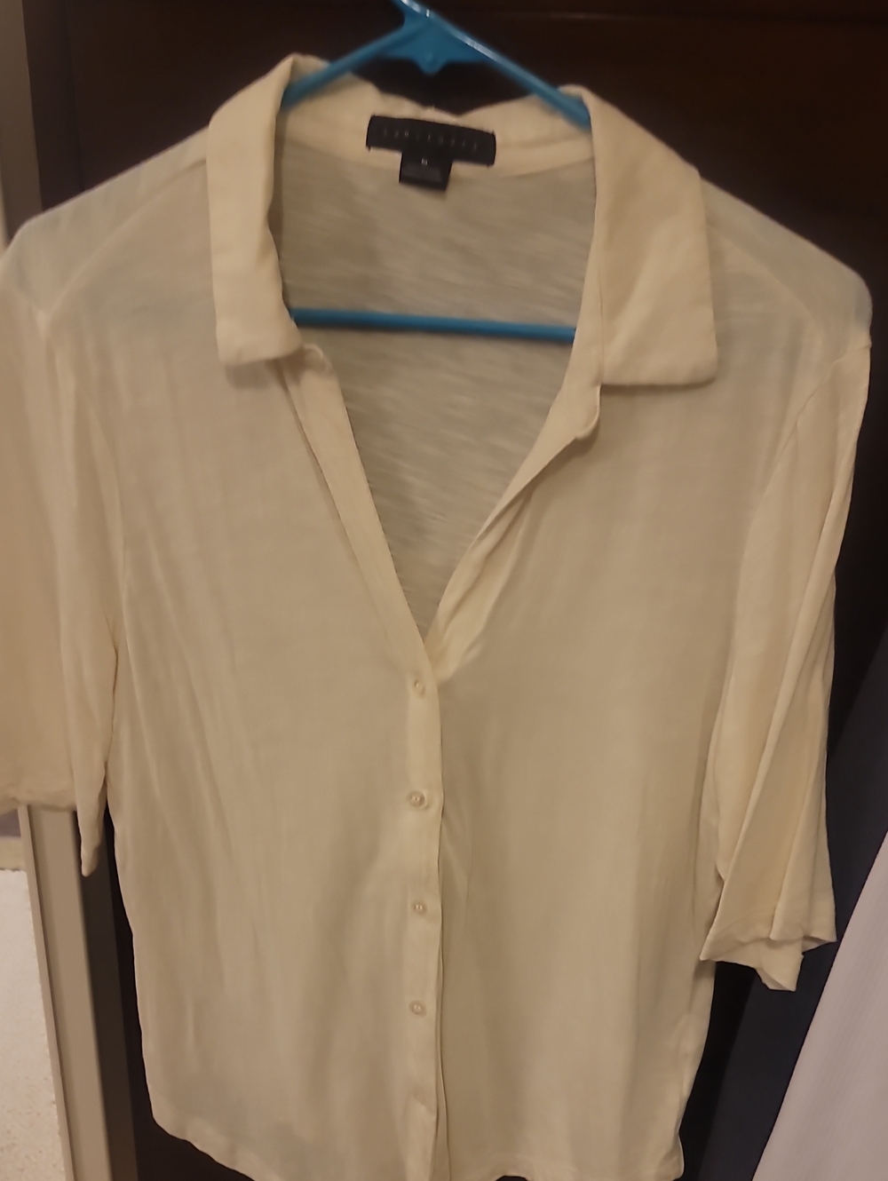 Sanctuary Cream Short-Sleeve Button-Down Shirt